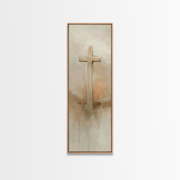 Desert Cross Stillness, Framed Canvas Print, Narrow Art, Christian Art Canvas, Christian Wall Art, Christian Art Painting, Christian Decor