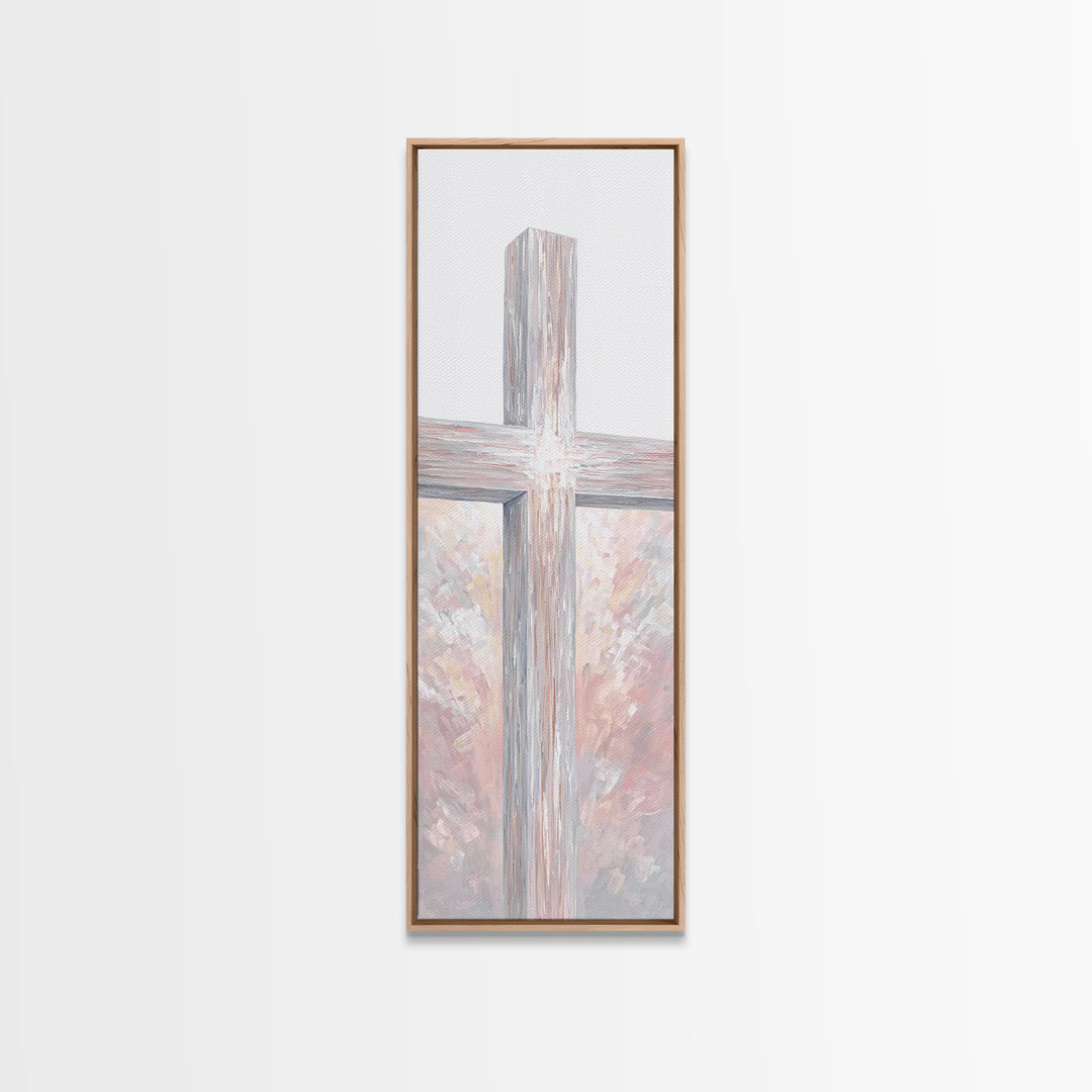 Radiant Cross Glory – Framed Canvas Print – Skinny Art – Christian Painting – Christian Art Canvas – Christian Wall Art – Christian Decor