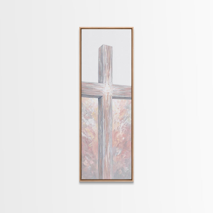Radiant Cross Glory – Framed Canvas Print – Skinny Art – Christian Painting – Christian Art Canvas – Christian Wall Art – Christian Decor