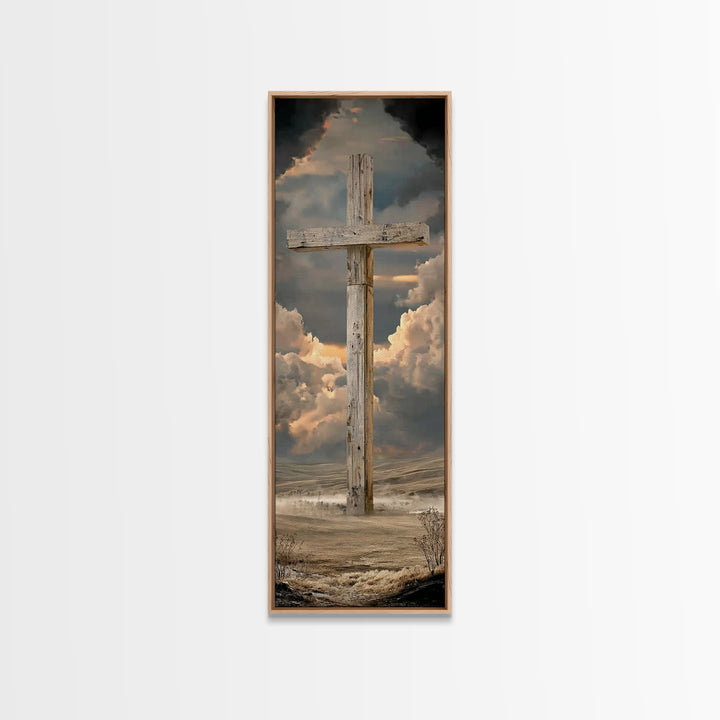 Enduring Cross Horizon | Framed Canvas Print | Narrow Art | Christian Wall Art | Christian Art Canvas | Christian Painting | Christian Gift