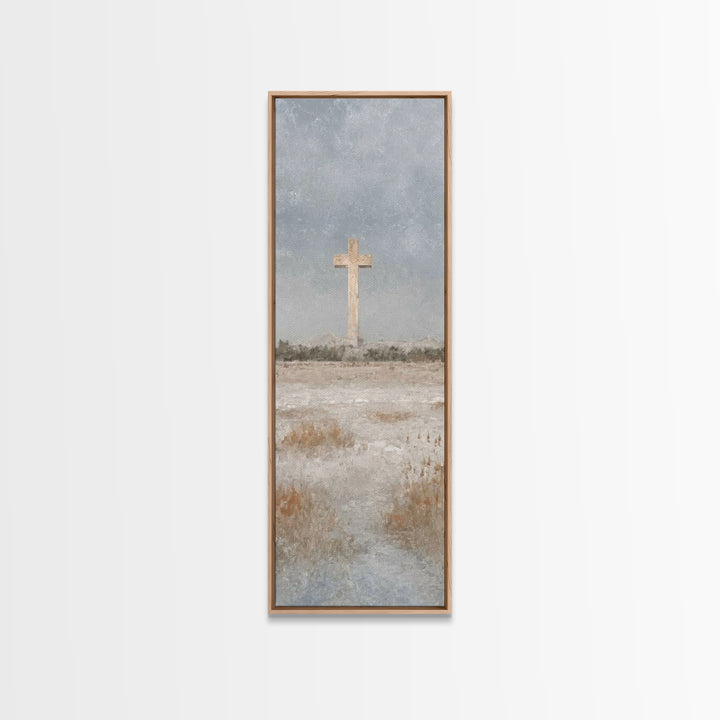 Winter Cross Hope – Framed Canvas Print – Christian Art Canvas – Christian Wall Art – Christmas Art – Tall Narrow Wall Art – Jesus Painting