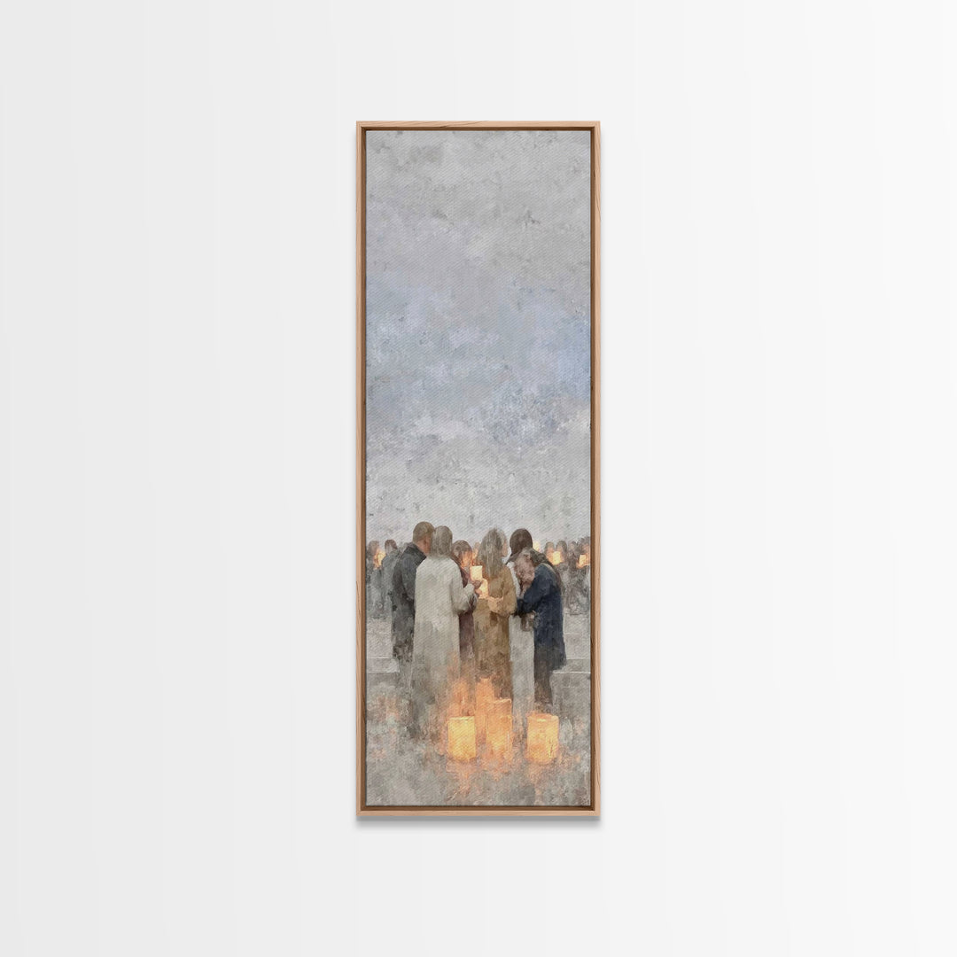 Holy Manger Light | Framed Canvas Print | Christmas Wall Art | Christian Christmas Decor | Christian Art Canvas | Skinny Art