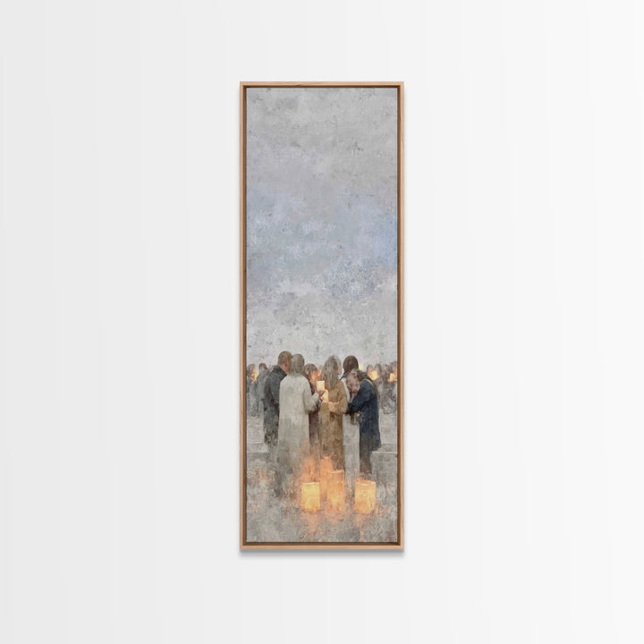 Holy Manger Light | Framed Canvas Print | Christmas Wall Art | Christian Christmas Decor | Christian Art Canvas | Skinny Art