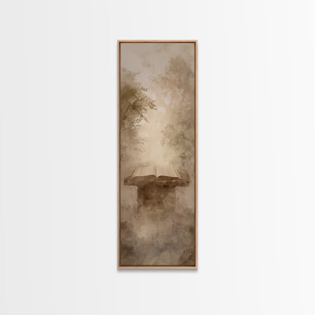 Forest Prayer Table – Framed Canvas Print – Christian Wall Art – Christian Painting – Skinny Art – Christian Art Canvas – Christian Decor