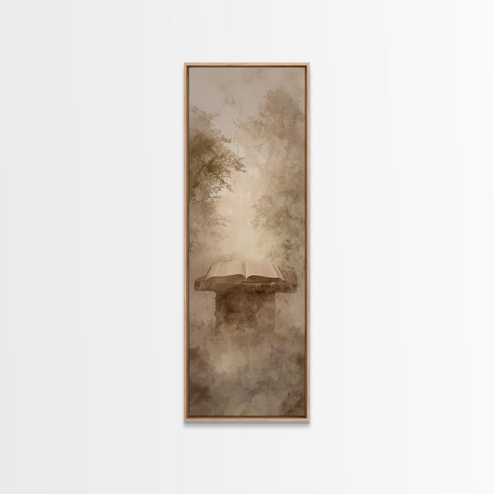 Forest Prayer Table – Framed Canvas Print – Christian Wall Art – Christian Painting – Skinny Art – Christian Art Canvas – Christian Decor