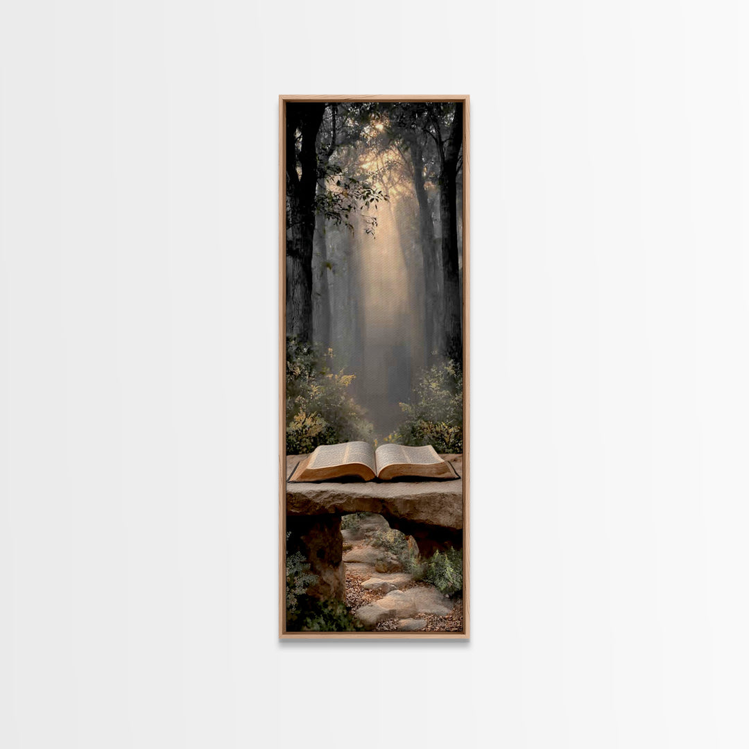 Holy Word Light | Framed Canvas Print | Christian Painting | Christian Art Canvas | Tall Narrow Wall Art | Christian Wall Art | Christian D