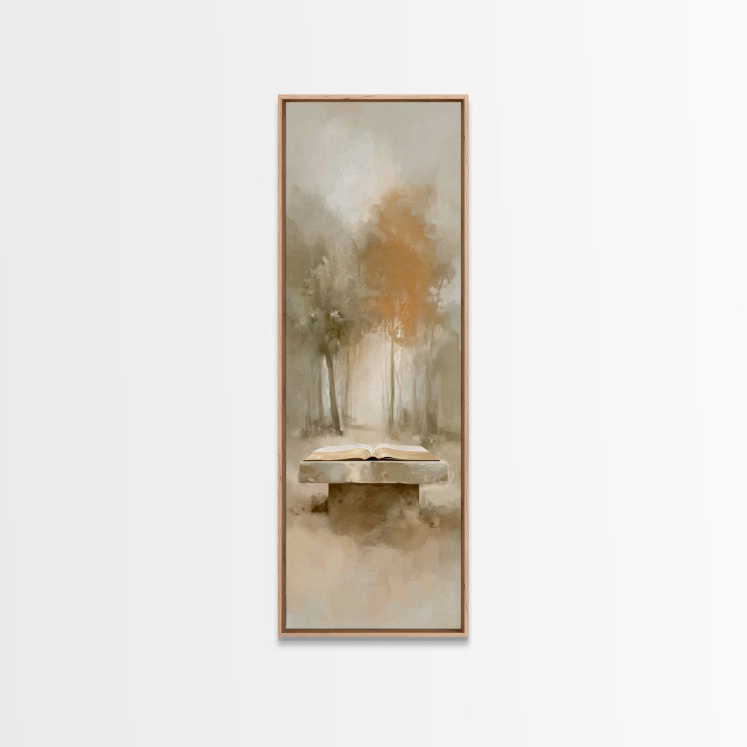 Autumn Scripture Glow | Framed Canvas Print | Christian Art Canvas | Christian Wall Art | Tall Skinny Art Print | Christian Painting | Chri