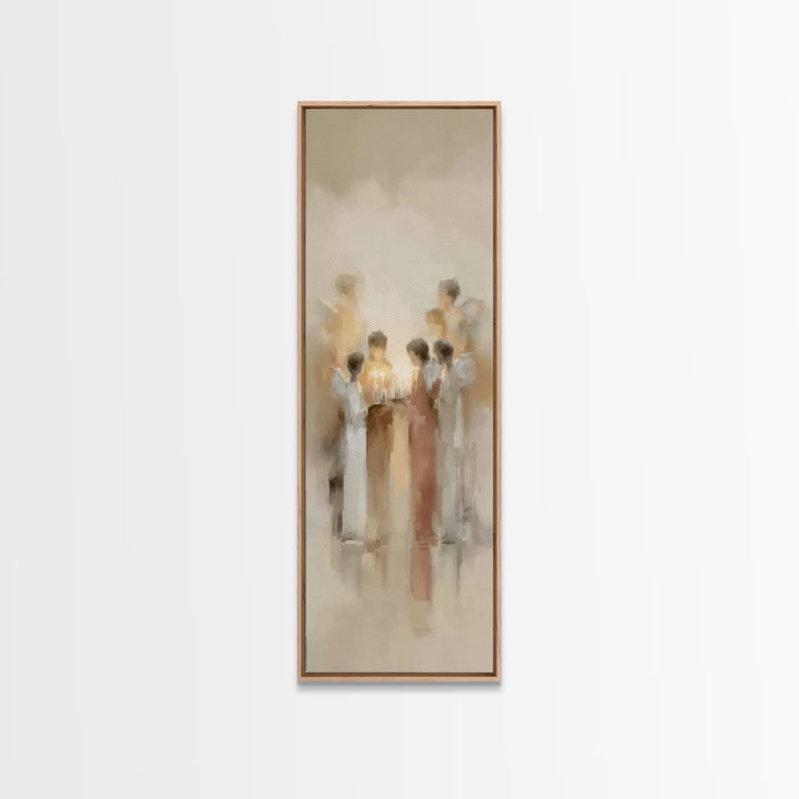 Heavenly Candle Vigil – Framed Canvas Print – Christian Wall Art – Christian Art Canvas – Narrow Art – Christmas Art – Christian Decor