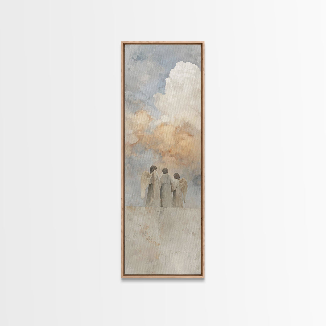 Angels In Prayer – Framed Canvas Print, Christian Wall Art, Christian Art Canvas, Narrow Art, Christian Christmas Art, Christian Gift Ideas