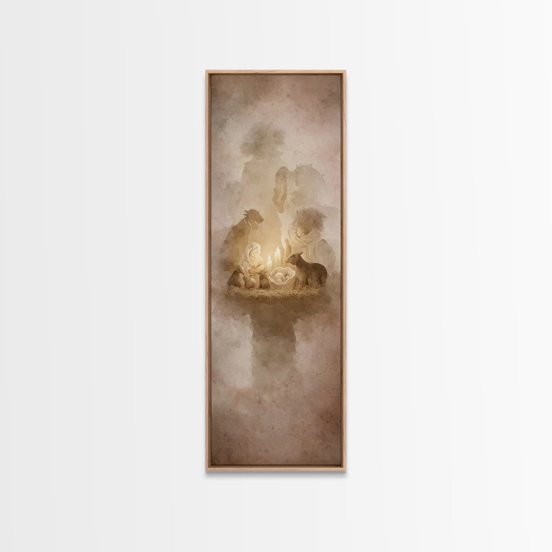 Bethlehem Candle Peace – Framed Canvas Print – Christian Art – Christmas Canvas Wall Art – Skinny Art – Christian Decorations – Jesus Paint