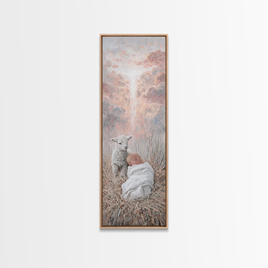 Dawn Of Grace | Framed Canvas Print | Christian Art Canvas | Christmas Art | Tall Skinny Art Print | Jesus Painting | Christian Wall Art