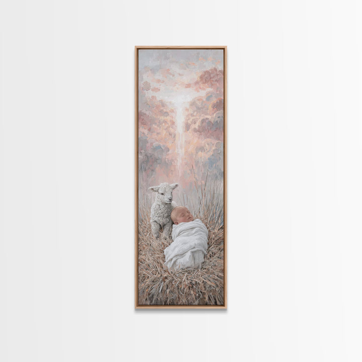 Dawn Of Grace | Framed Canvas Print | Christian Art Canvas | Christmas Art | Tall Skinny Art Print | Jesus Painting | Christian Wall Art