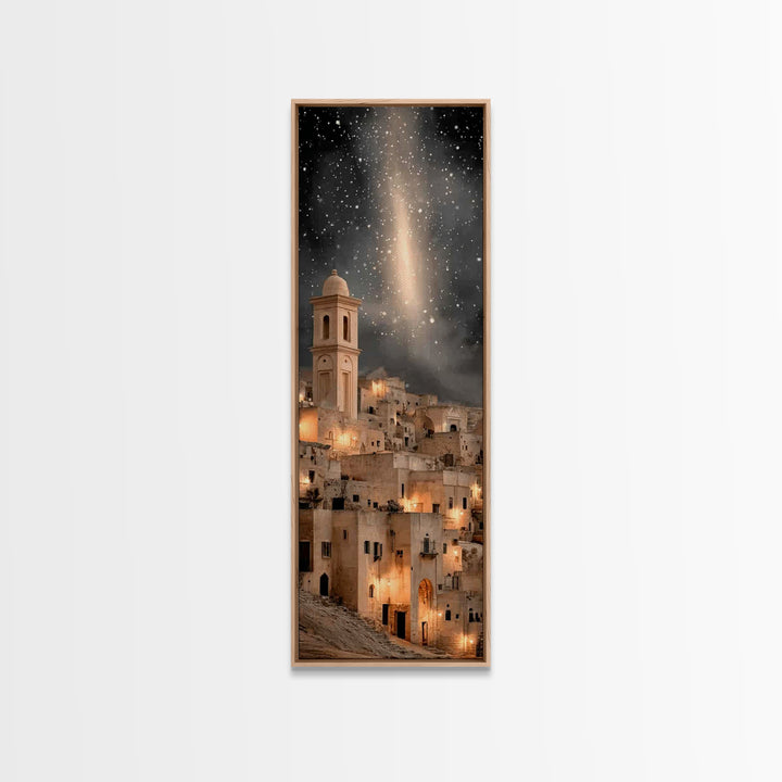 Bethlehem Night Wonder – Framed Canvas Print – Christmas Wall Art – Christian Art Canvas – Tall Skinny Art Print – Christian Christmas Deco
