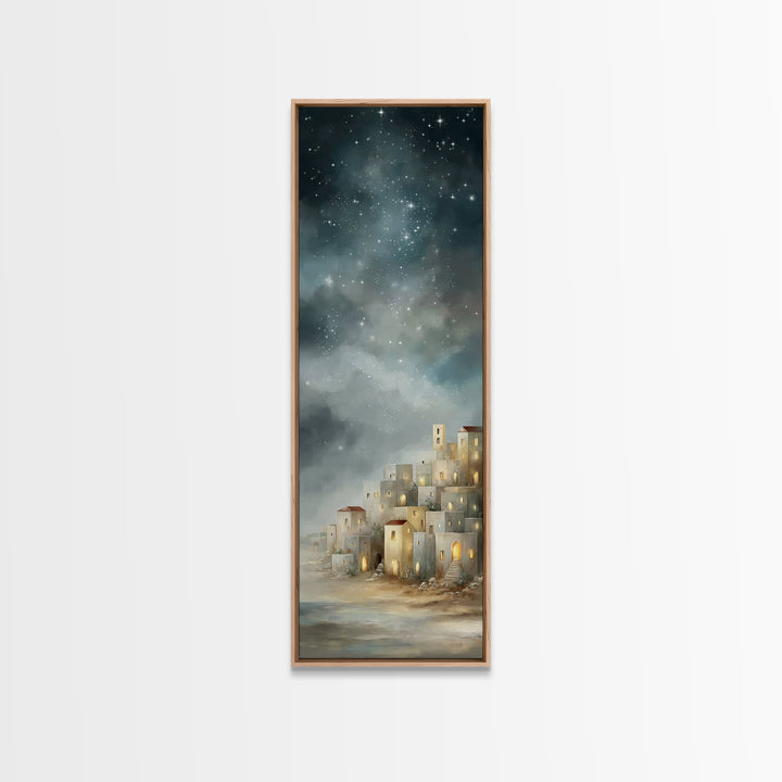 Holy City Glow – Framed Canvas Print – Tall Skinny Art Print – Christian Christmas Art – Christian Art Canvas – Christian Wall Art – Christ