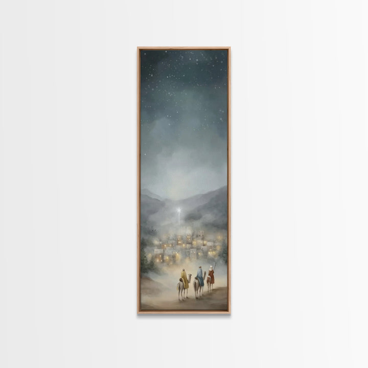 Light Over Zion – Framed Canvas Print – Tall Skinny Art Print – Christian Wall Art – Christian Christmas Art – Christian Art Canvas – Chris