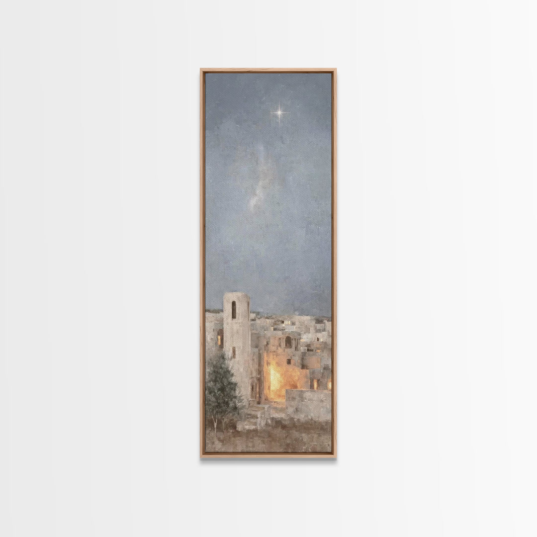 Night of Wonder – Framed Canvas Print – Tall Narrow Wall Art – Christian Christmas Art – Christian Wall Art – Christian Art Canvas – Christ
