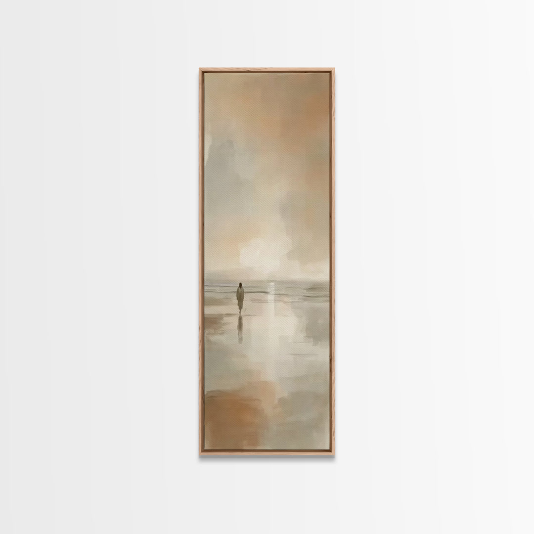 Shoreline Of Peace | Framed Canvas Print | Narrow Art | Christian Wall Art | Christian Art Canvas | Jesus Painting | Christian Christmas Ar
