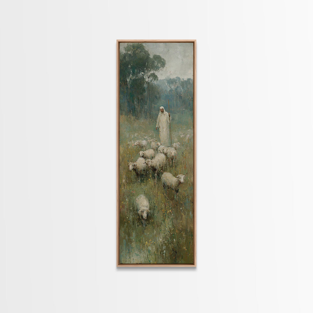 Follow The Shepherd - Framed Canvas Print - Christian Art Canvas - Christian Wall Art - Large Christian Painting - Skinny Art - Jesus Art