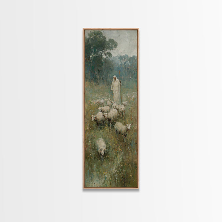 Follow The Shepherd - Framed Canvas Print - Christian Art Canvas - Christian Wall Art - Large Christian Painting - Skinny Art - Jesus Art