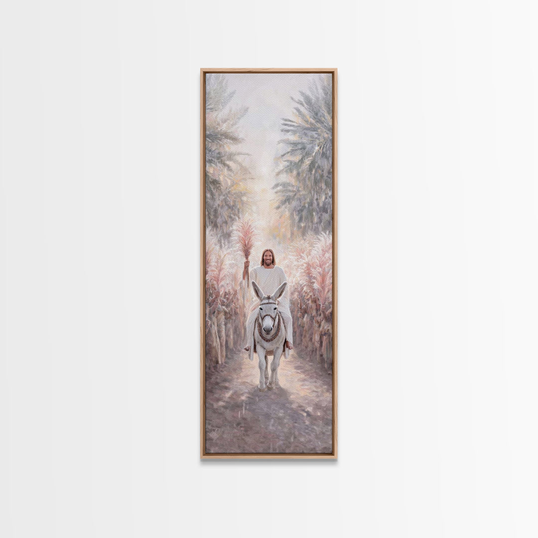 Palm Road Arrival – Framed Canvas Print – Christian Art Canvas – Christian Wall Art – Skinny Art – Christian Painting – Jesus Art