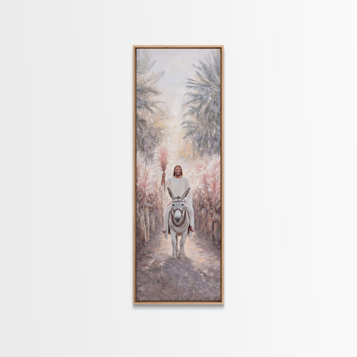 Palm Road Arrival – Framed Canvas Print – Christian Art Canvas – Christian Wall Art – Skinny Art – Christian Painting – Jesus Art