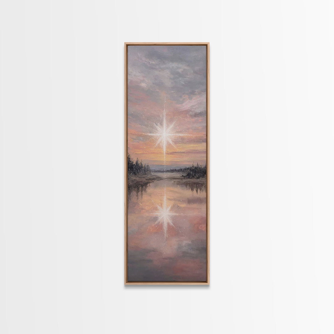 Silent Birth Refuge – Framed Canvas Print – Christian Wall Art – Vintage Christmas Art – Christian Art Print – Skinny Art