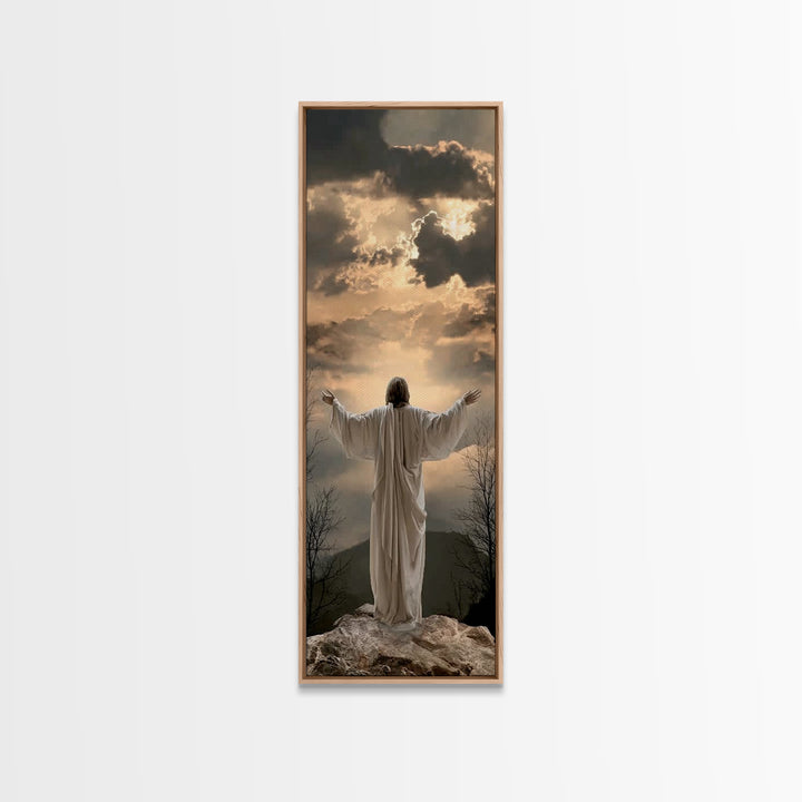 Radiant Summit Grace – Framed Canvas Print – Christian Wall Art – Jesus Painting – Tall Narrow Wall Art – Christian Art Canvas – Christmas