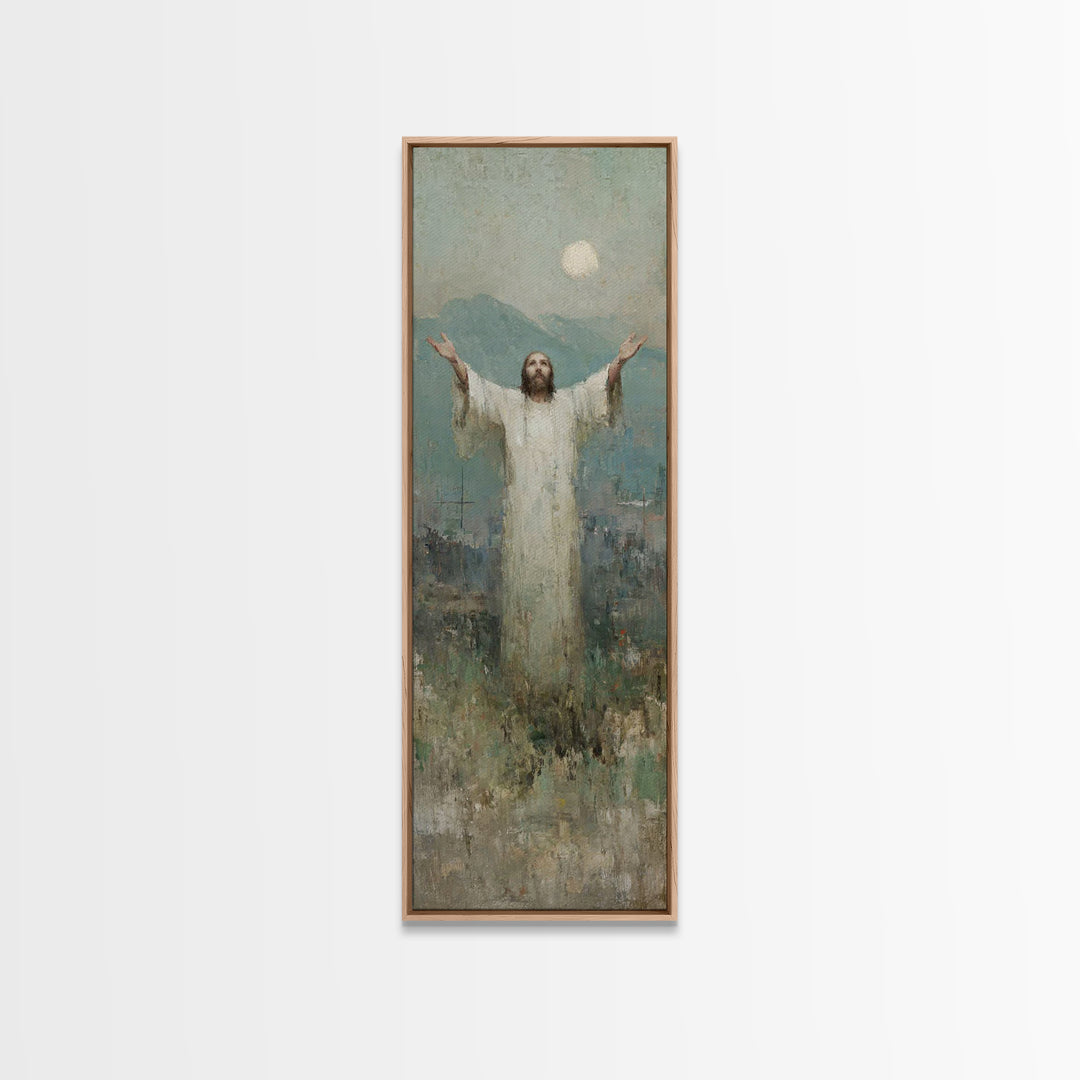 Light of Salvation Grace – Framed Canvas Print – Christian Christmas Art – Jesus Painting – Christian Wall Art – Tall Narrow Wall Art – Chr