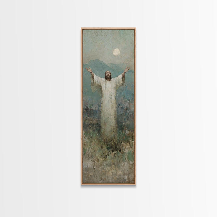 Light of Salvation Grace – Framed Canvas Print – Christian Christmas Art – Jesus Painting – Christian Wall Art – Tall Narrow Wall Art – Chr