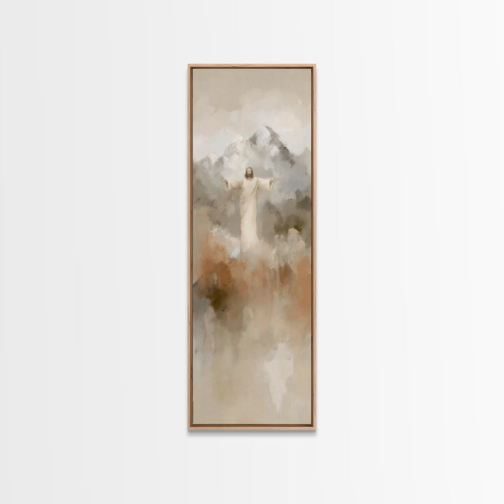 Sacred Misty Dawn | Framed Canvas Print | Jesus Painting | Christian Art Canvas | Christian Wall Art | Skinny Art | Christian Christmas Art