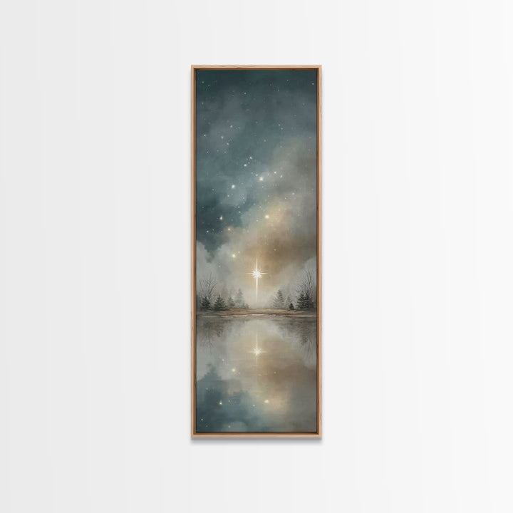 Guiding Star Lake – Framed Canvas Print – Christian Art Canvas – Christmas Art Prints – Christian Art – Tall Skinny Art Print