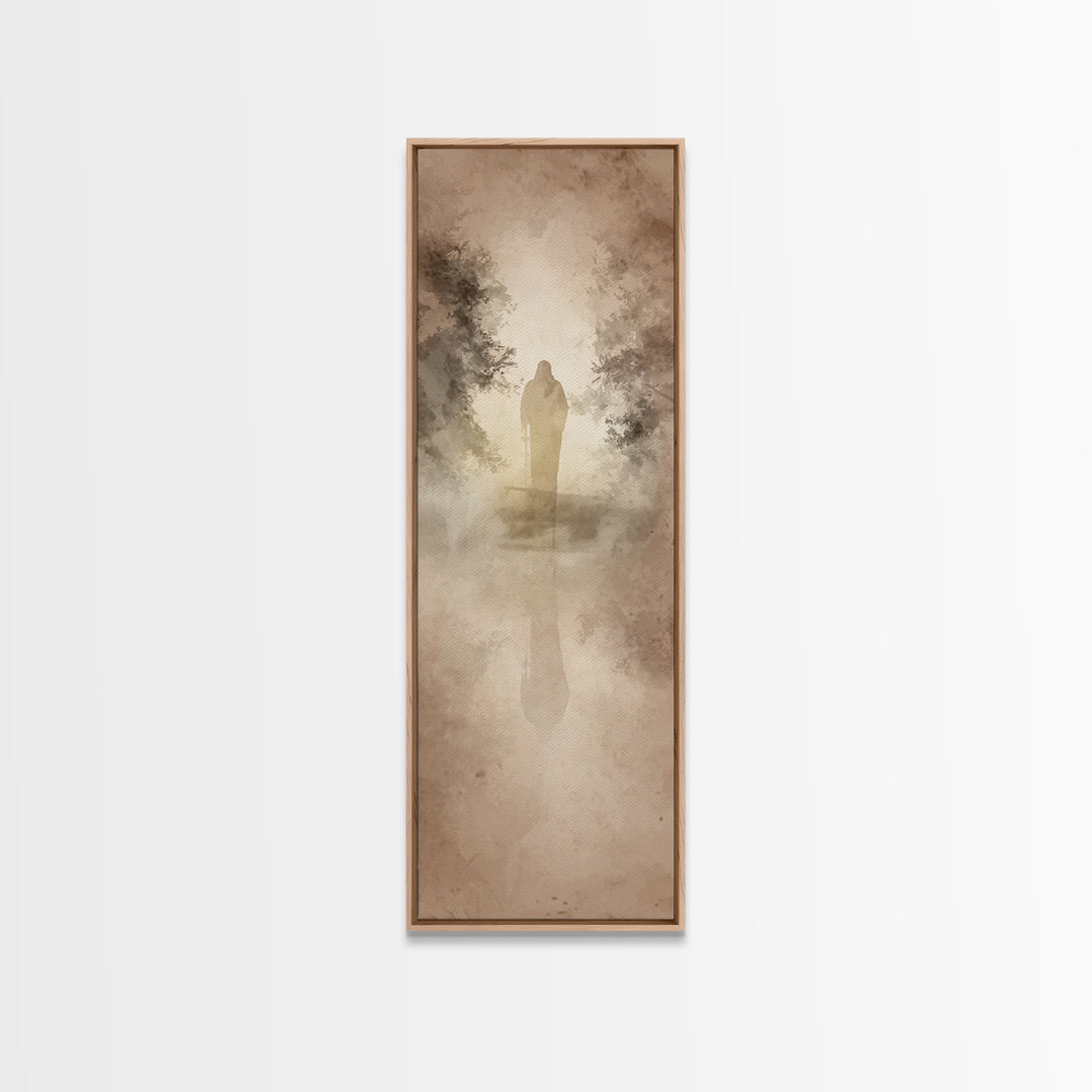 Autumn Prayer Walk | Framed Canvas Print | Christian Art Canvas | Jesus Painting | Christian Wall Art | Narrow Art | Christian Christmas Ar