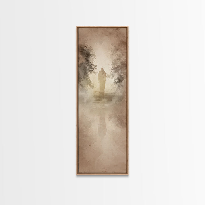 Autumn Prayer Walk | Framed Canvas Print | Christian Art Canvas | Jesus Painting | Christian Wall Art | Narrow Art | Christian Christmas Ar