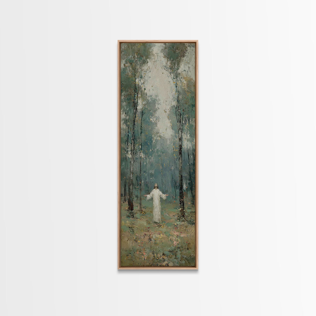Radiant Woods Blessing, Framed Canvas Print, Christian Wall Art, Christian Art Canvas, Jesus Painting, Tall Narrow Wall Art, Christian Chri