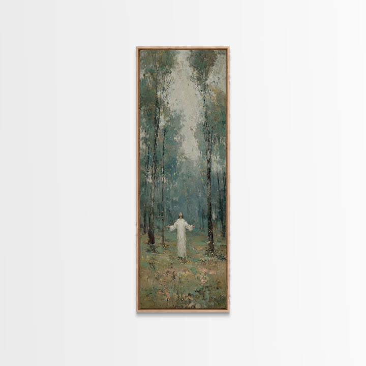 Radiant Woods Blessing, Framed Canvas Print, Christian Wall Art, Christian Art Canvas, Jesus Painting, Tall Narrow Wall Art, Christian Chri