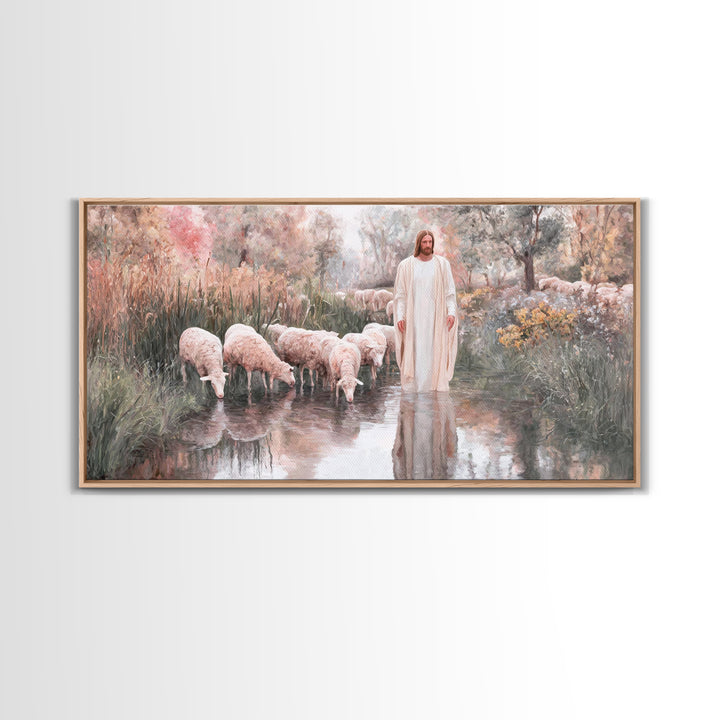 Pastoral Sunrise - Framed Canvas Print - Christian Wall Art - Christian Art Canvas - Christian Gift - Jesus Painting - Christian Art