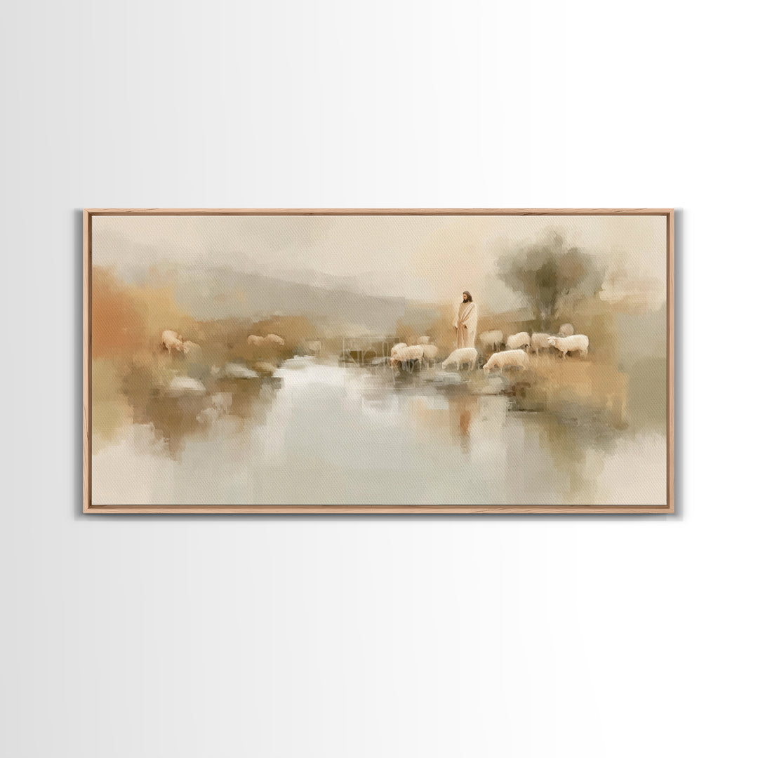 River of Peace | Framed Canvas Print | Christian Art Canvas | Jesus Painting | Christmas Art | Christian Wall Art | Subtle Christian Art