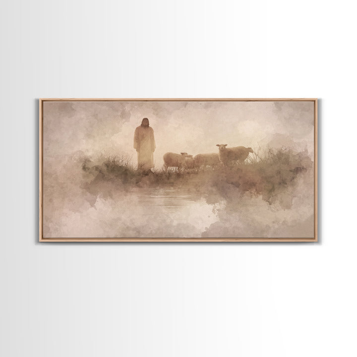 Morning Grace, Framed Canvas Print, Christian Art Print, Jesus Painting, Christian Wall Art, Christian Christmas Art, Minimalist Christian