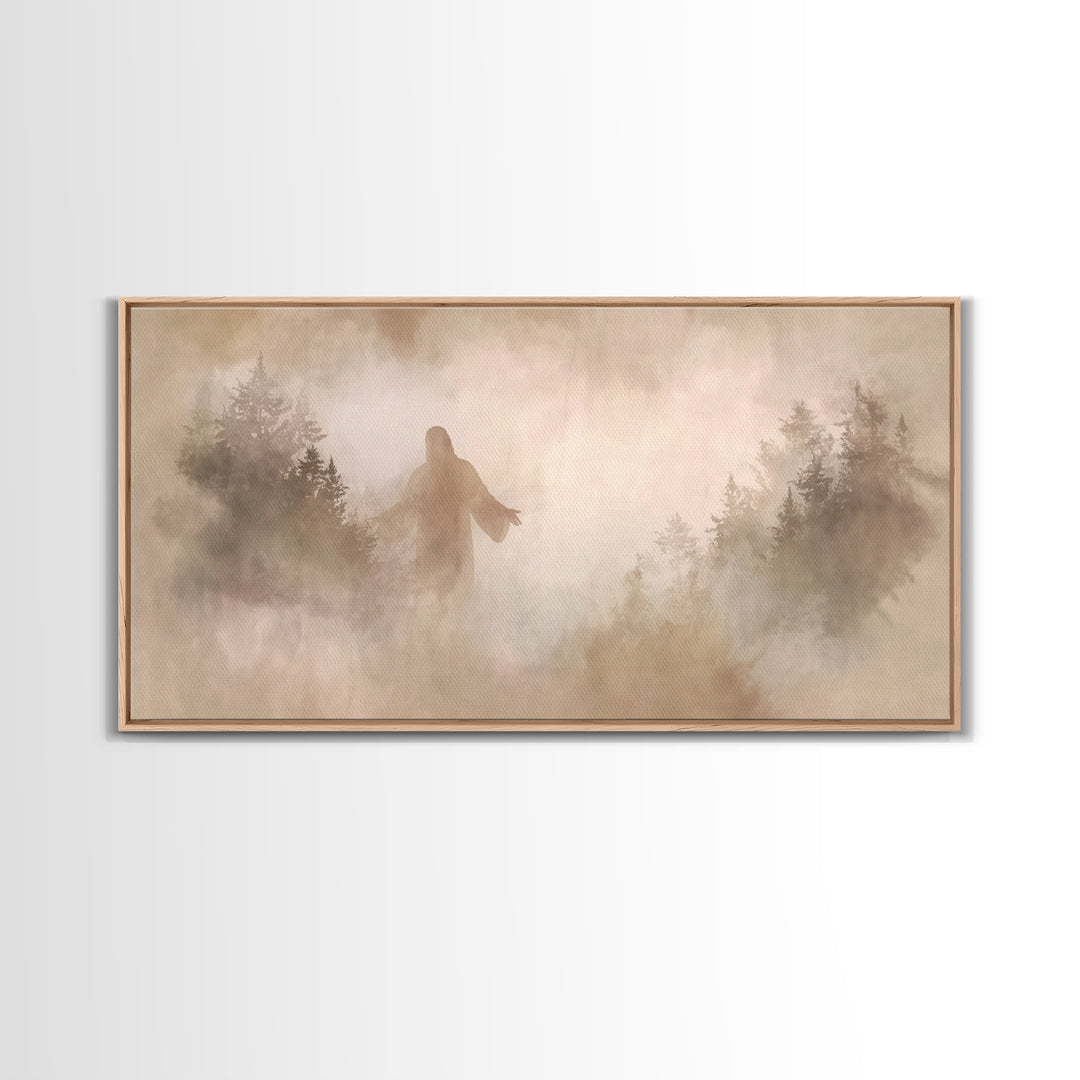 Heavenly Stillness – Framed Canvas Print – Christian Art Canvas – Jesus Painting – Christian Wall Art – Moody Christmas Art – Christian Dec