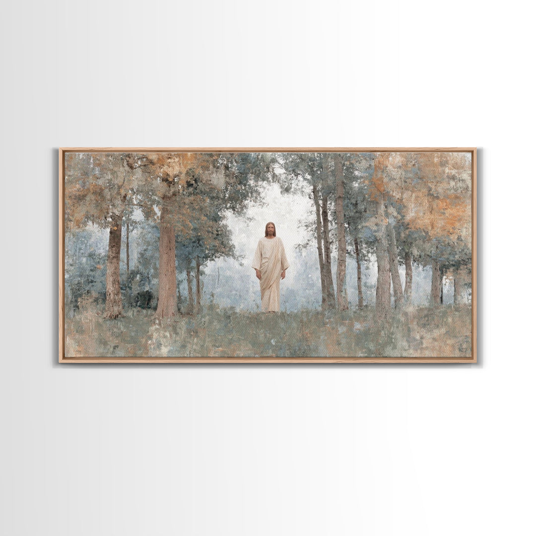 Divine Meadow, Framed Canvas Print, Christian Wall Art, Jesus Painting, Christian Art Canvas, Subtle Christian Art, Christian Christmas Art
