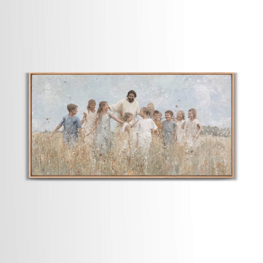 Fields Of Joy – Framed Canvas Print – Christian Wall Art – Jesus Painting – Christian Art Canvas – Christmas Art – Christian Decor