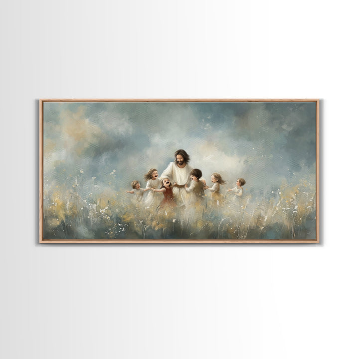 Gentle Shepherd Light | Framed Canvas Print | Christian Art Canvas | Jesus Painting | Christian Wall Art | Christian Christmas Art | Christ