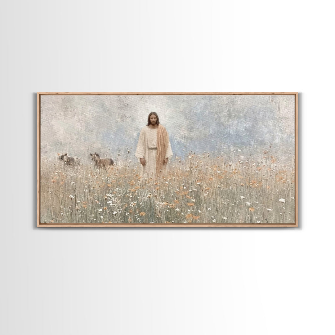 Sacred Garden Quiet, Framed Canvas Print, Christian Art Print, Jesus Paintings, Christian Wall Art, Christmas Art Prints, Christian Decor,
