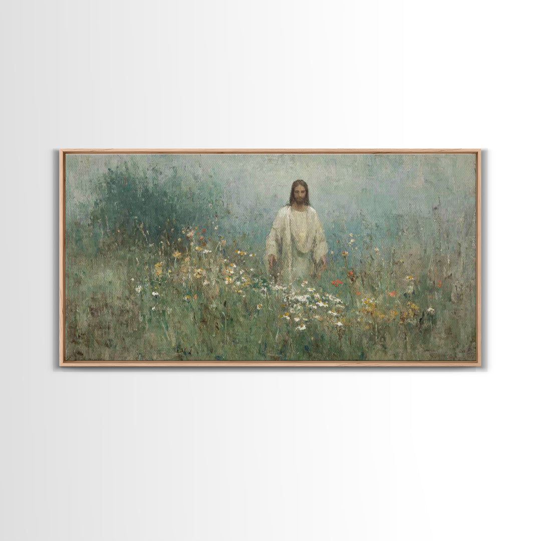 Radiant Shepherd Bloom – Framed Canvas Print – Christian Wall Art – Jesus Christ Painting – Christian Art Canvas – Christmas Art – Christia