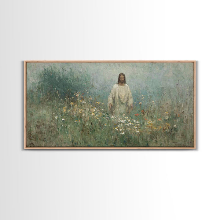 Radiant Shepherd Bloom – Framed Canvas Print – Christian Wall Art – Jesus Christ Painting – Christian Art Canvas – Christmas Art – Christia