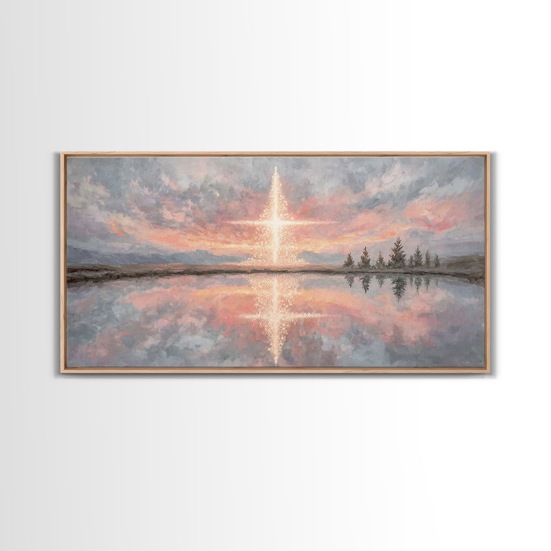 Heaven’s Dawn | Framed Canvas Print | Christian Wall Art | Christian Art Print | Christmas Canvas Wall Art | Modern Christian Art | Christi