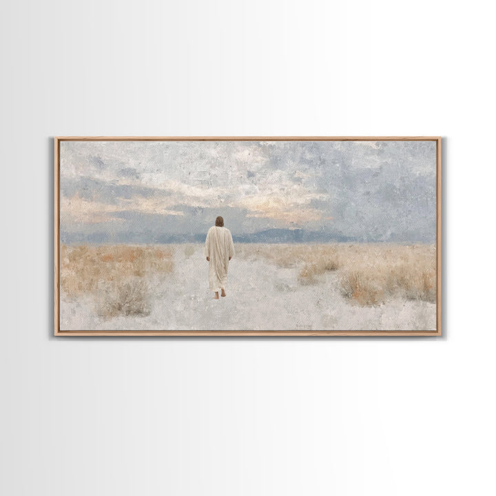 Desert Dawn Path – Framed Canvas Print – Christian Wall Art – Jesus Painting – Christian Art Canvas – Christian Decor – Modern Christian Ar