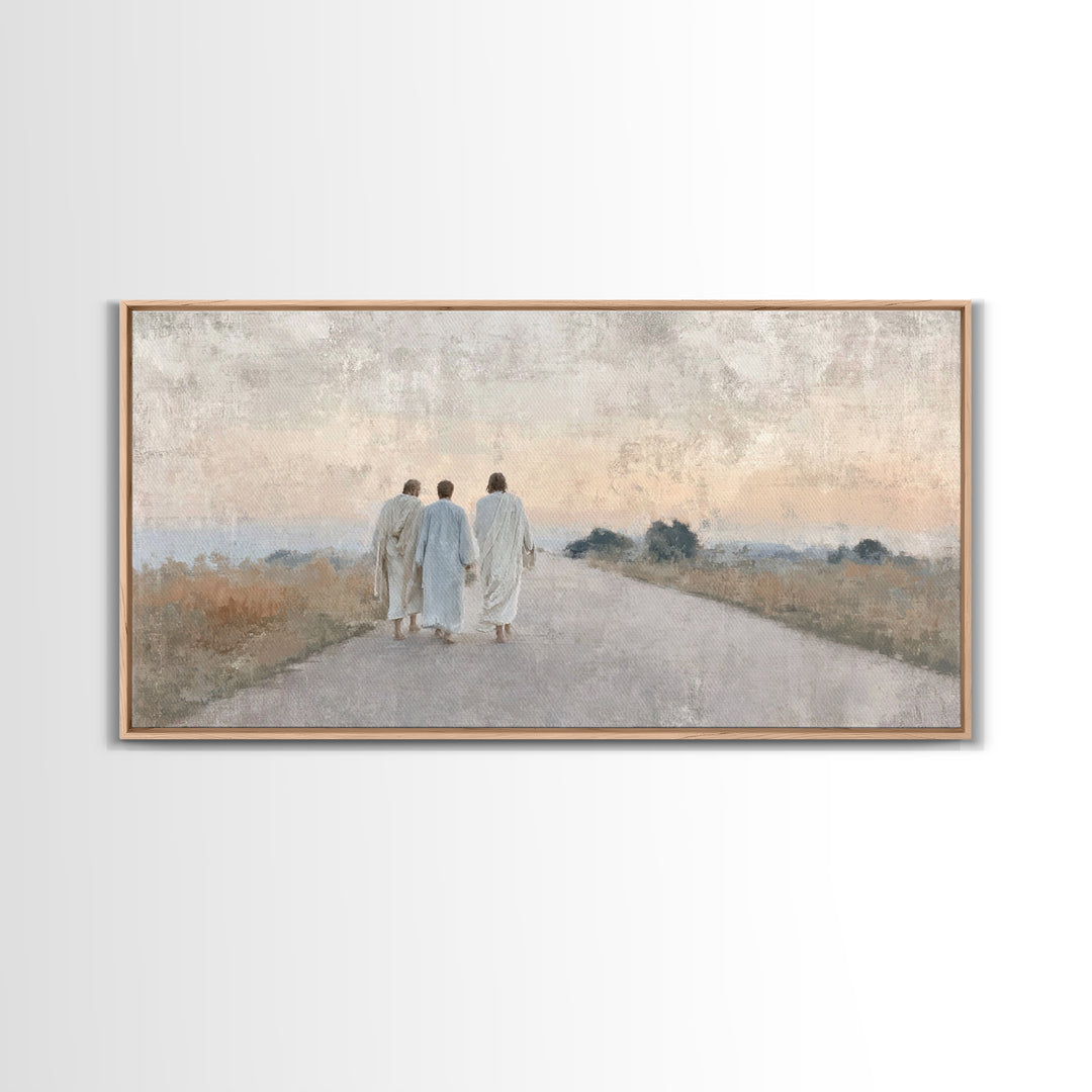 Road Of Companions | Framed Canvas Print | Christian Art Canvas | Christian Wall Art | Christian Paintings | Jesus Painting | Christian Dec