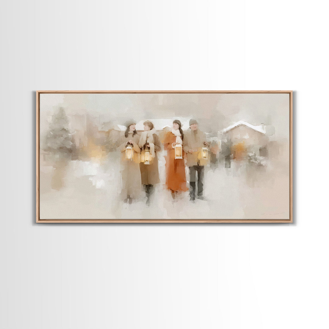 Lantern Fellowship | Framed Canvas Print | Christian Christmas Art | Christmas Wall Art | Christian Art Canvas | Modern Christian Art | Xma