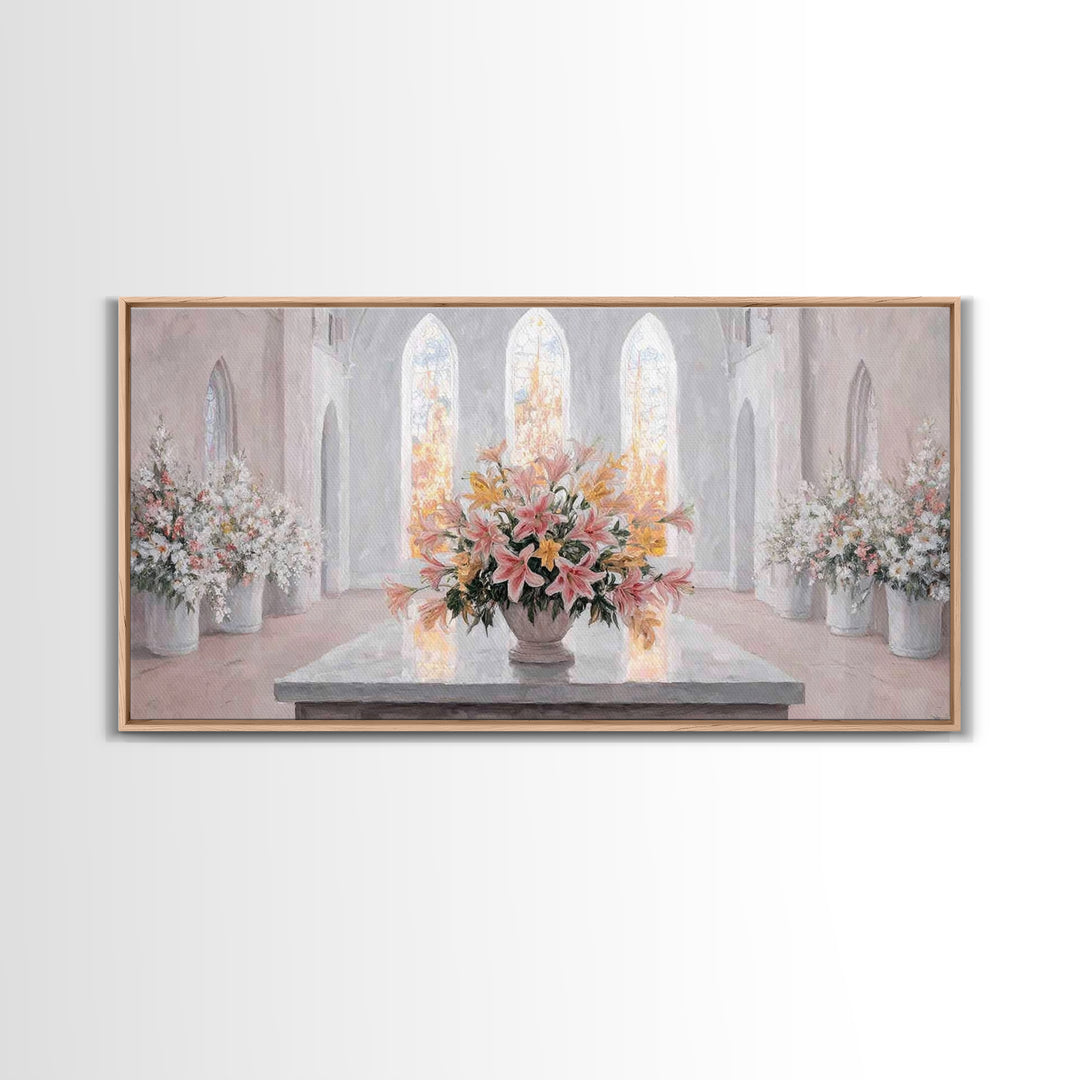 Radiant Blossoms, Framed Canvas Print, Christian Wall Art, Subtle Christian Art, Christian Art Canvas, White Christmas Art, Christian Decor